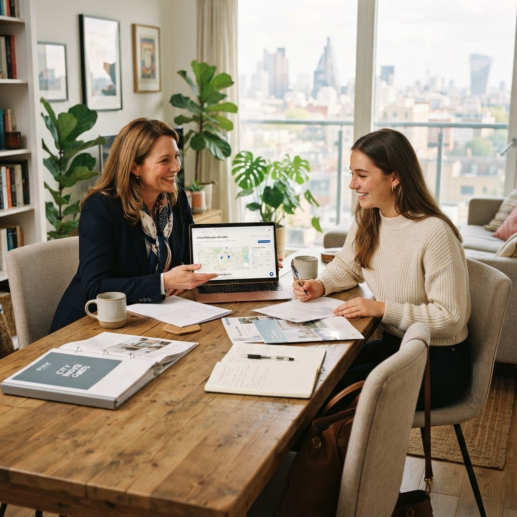 An adviser reviewing property options with a client